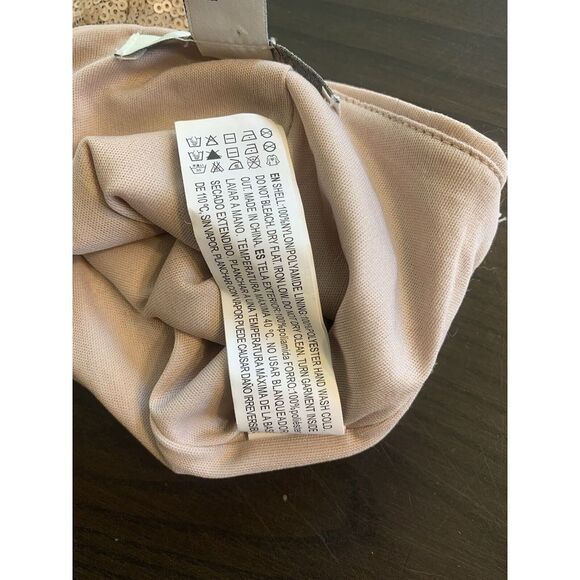 Forever21 Bodycon Mini Skirt Medium All Over Sequins Rose Gold Stretch READ - Picture 12 of 16